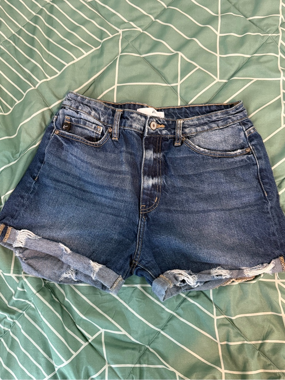 Distressed Rolled Hem Denim Shorts
